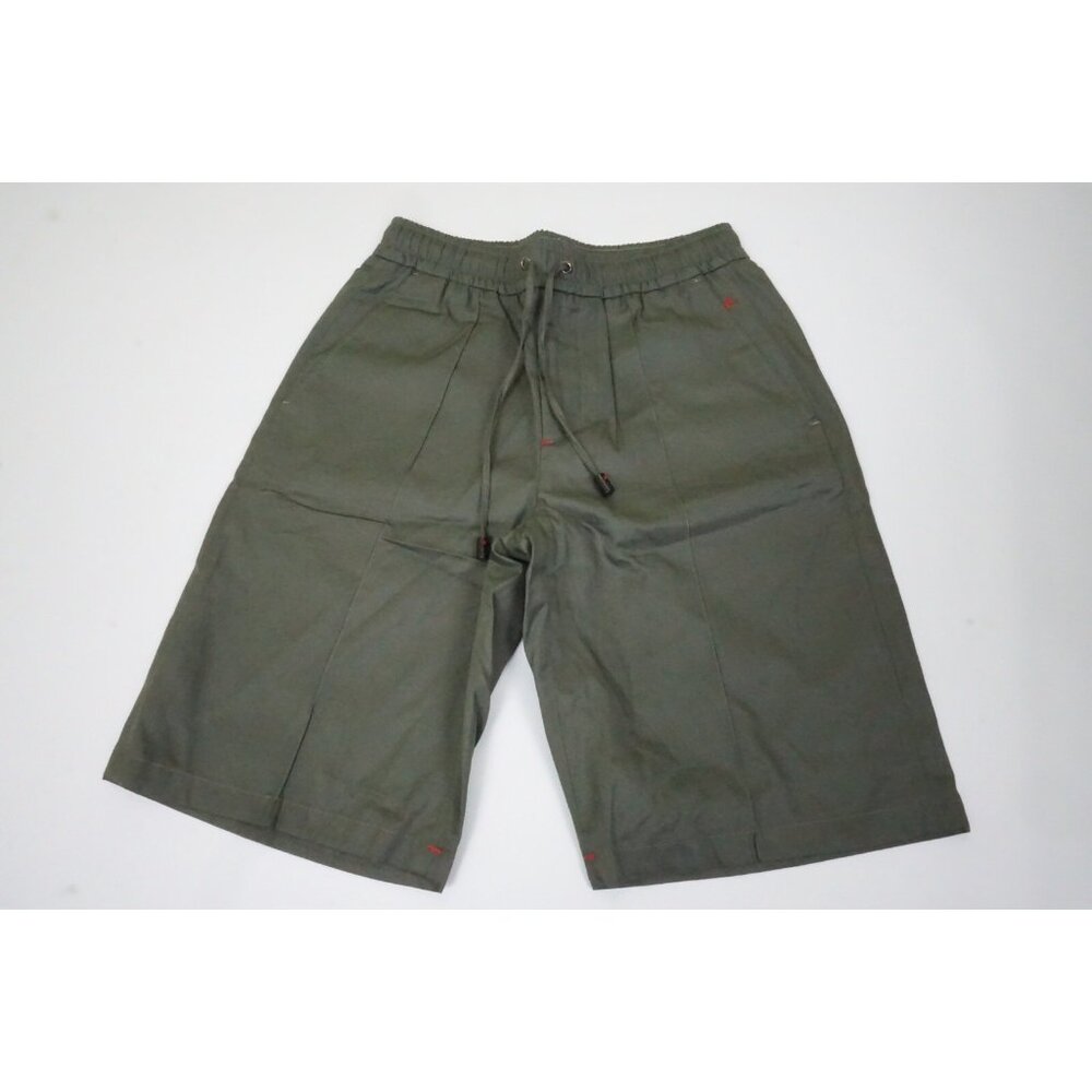 Isaia 100% Cotton Olive Gren Drawstring Zippered Shorts Sz 48R BRAND NEW W TAGS